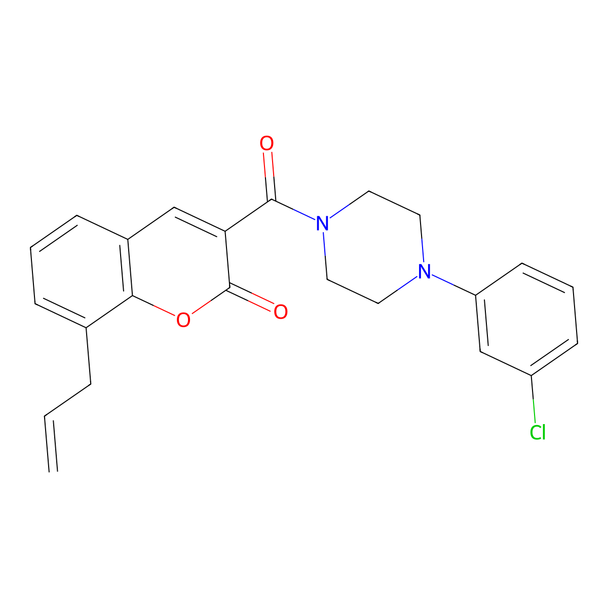 3-[4-(3-Chlorophenyl)piperazine-1-carbonyl]-8-prop-2-enylchromen-2-one molecular structure, CAS 663928-93-6
