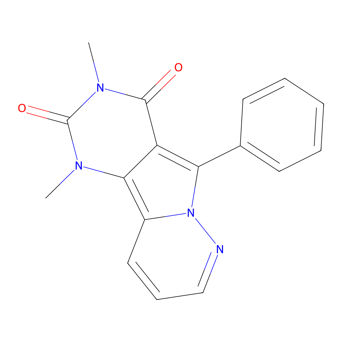 1,3-dimethyl-5-phenylpyrimido[4',5':3,4]pyrrolo[1,2-b]pyridazine-2,4(1H,3H)-dione molecular structure, CAS 663929-08-6