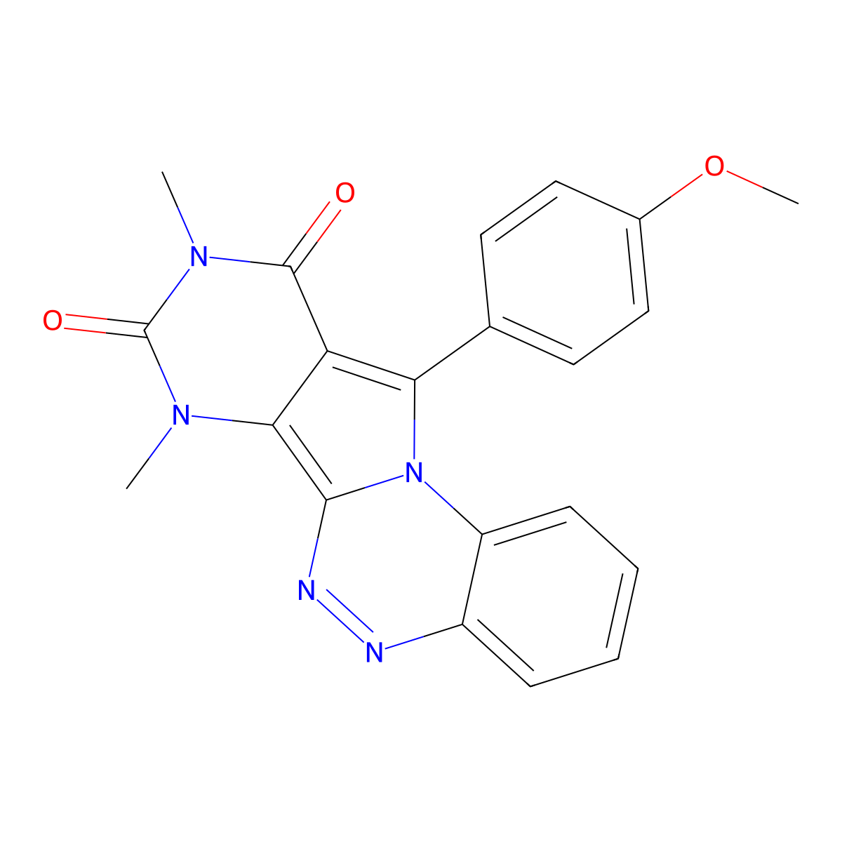 11-(4-methoxyphenyl)-7,9-dimethylpyrimido[4',5':3,4]pyrrolo[2,1-c][1,2,4]benzotriazine-8,10(7H,9H)-dione molecular structure, CAS 663929-09-7
