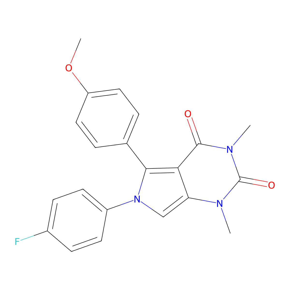 6-(4-Fluorophenyl)-5-(4-methoxyphenyl)-1,3-dimethylpyrrolo[3,4-d]pyrimidine-2,4-dione molecular structure, CAS 663929-11-1