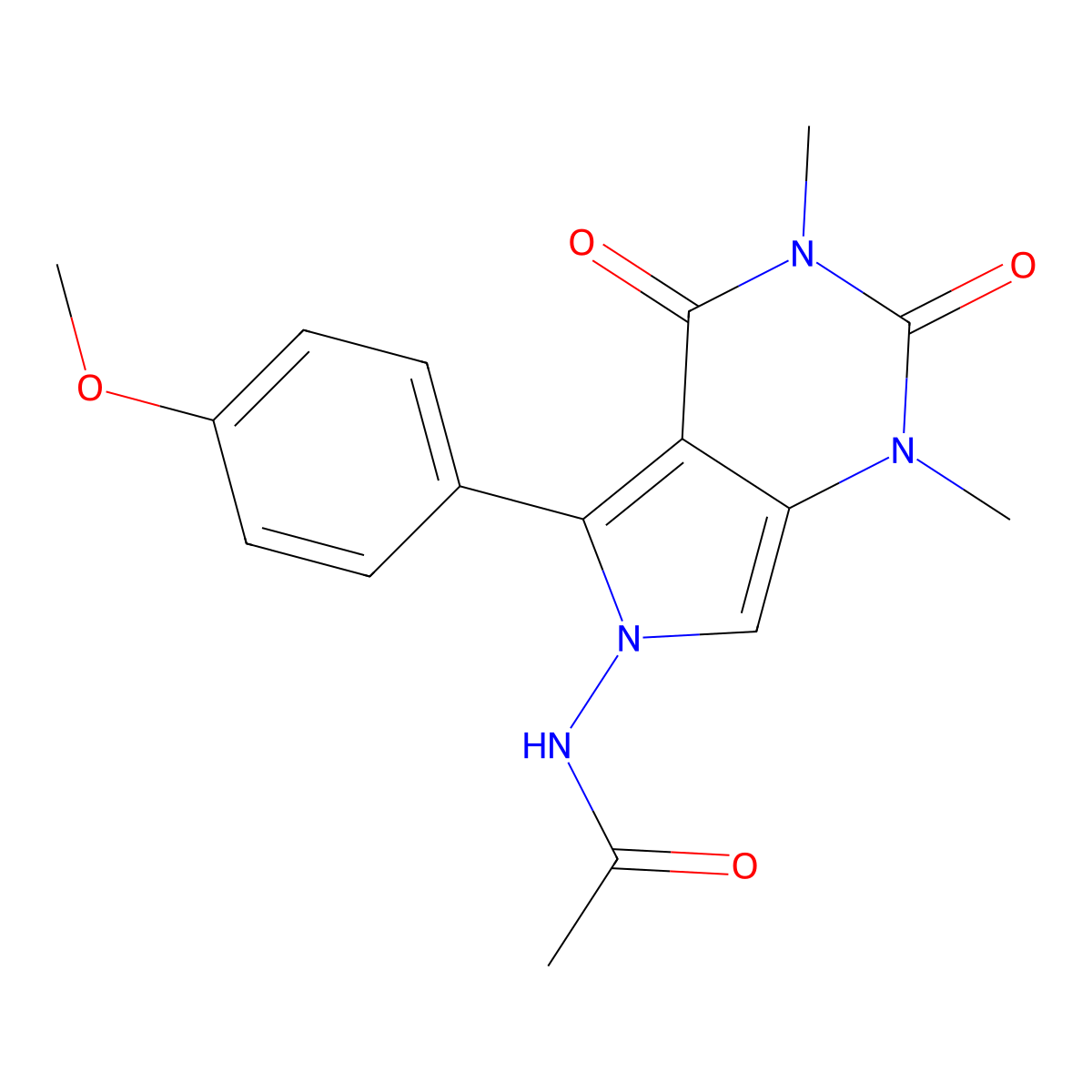 N-[5-(4-methoxyphenyl)-1,3-dimethyl-2,4-dioxopyrrolo[3,4-d]pyrimidin-6-yl]acetamide molecular structure, CAS 663929-12-2
