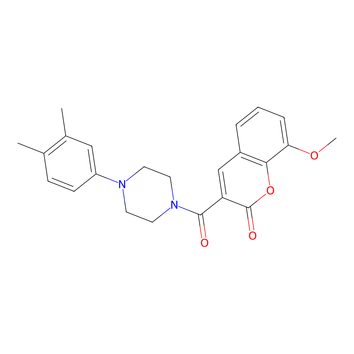 3-[4-(3,4-dimethylphenyl)piperazine-1-carbonyl]-8-methoxy-2H-chromen-2-one molecular structure, CAS 663929-20-2