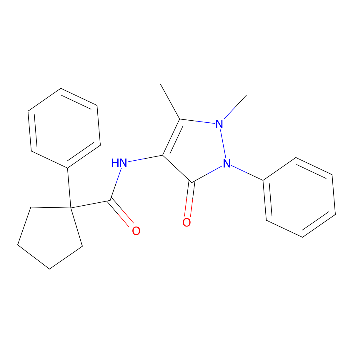 N-(1,5-dimethyl-3-oxo-2-phenyl-2,3-dihydro-1H-pyrazol-4-yl)-1-phenylcyclopentane-1-carboxamide molecular structure, CAS 663929-25-7