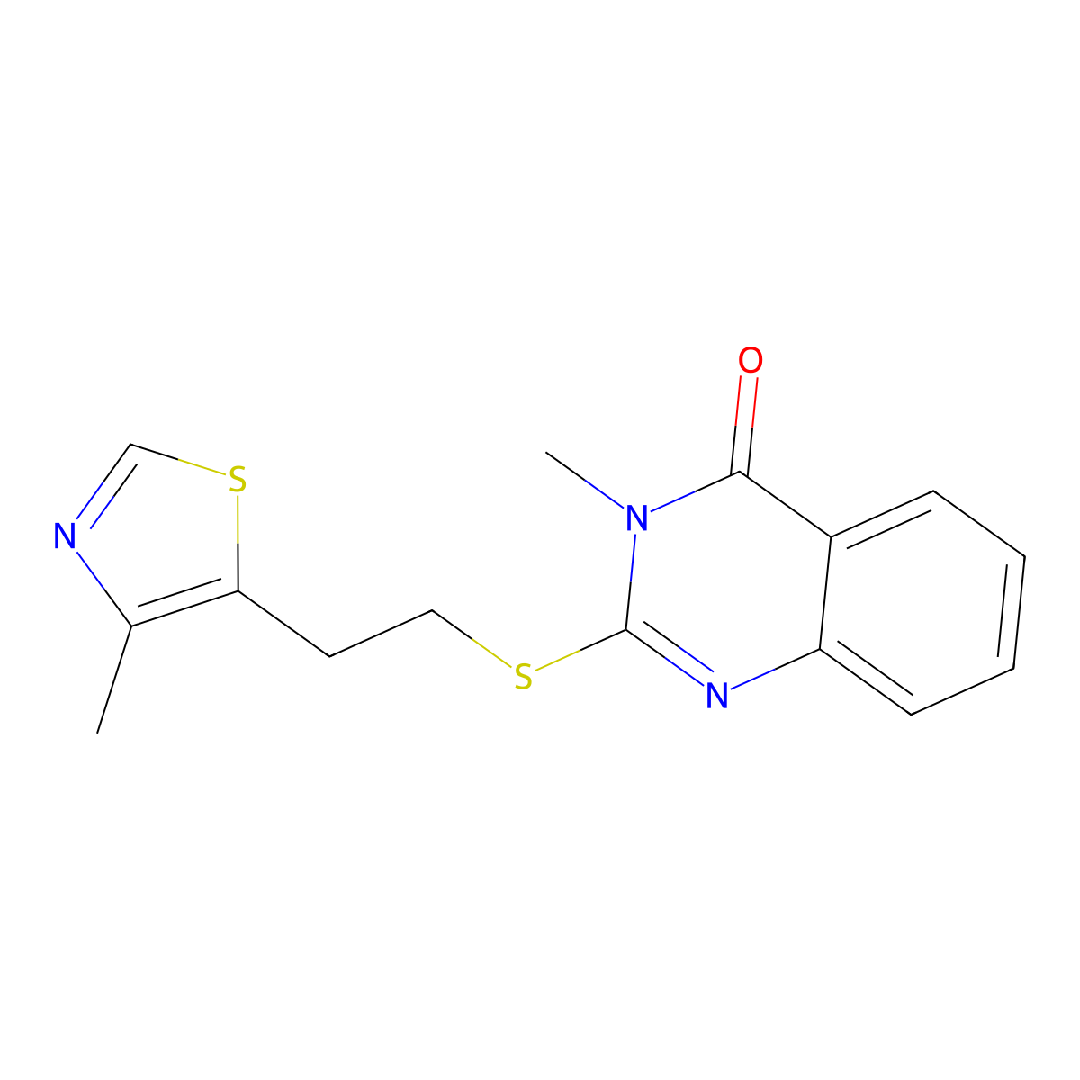 3-Methyl-2-[2-(4-methyl-5-thiazolyl)ethylthio]-4-quinazolinone molecular structure, CAS 663929-34-8