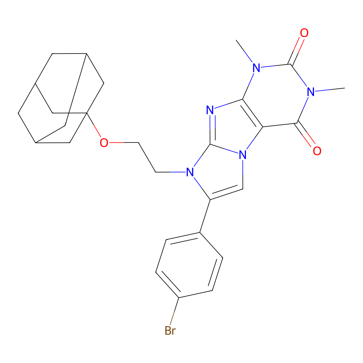 6-[2-(1-Adamantyloxy)ethyl]-7-(4-bromophenyl)-2,4-dimethylpurino[7,8-a]imidazole-1,3-dione molecular structure, CAS 663929-81-5