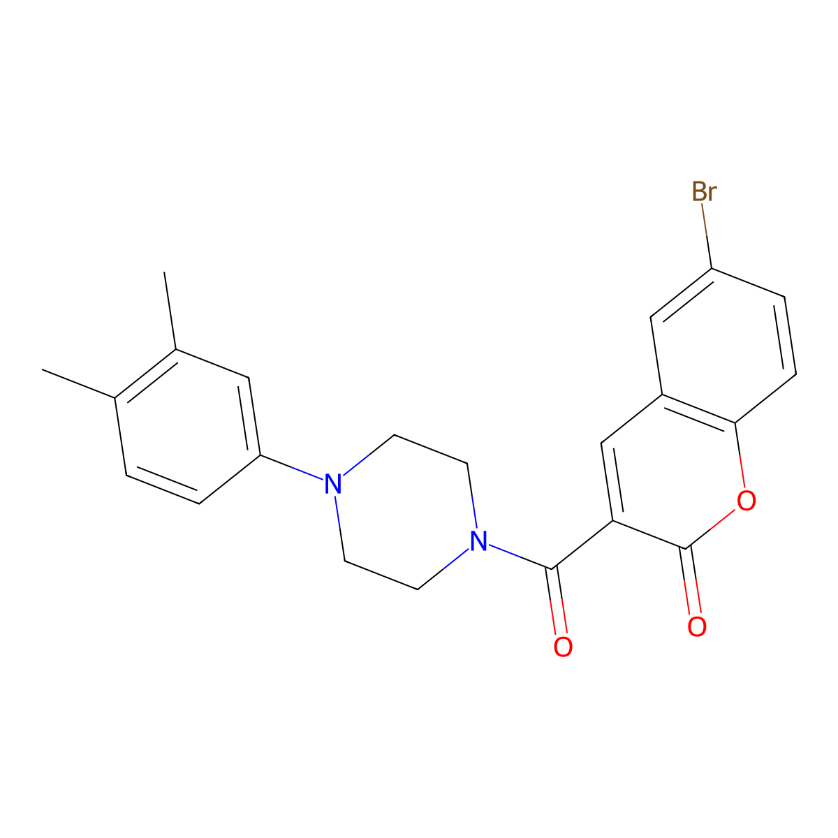6-bromo-3-[4-(3,4-dimethylphenyl)piperazine-1-carbonyl]-2H-chromen-2-one molecular structure, CAS 663929-92-8