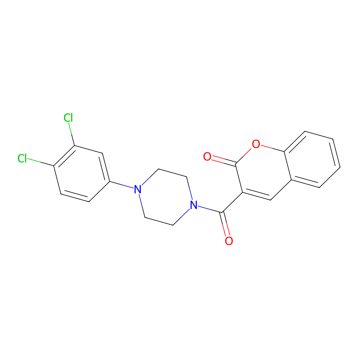 3-[4-(3,4-Dichlorophenyl)piperazine-1-carbonyl]chromen-2-one molecular structure, CAS 663929-93-9