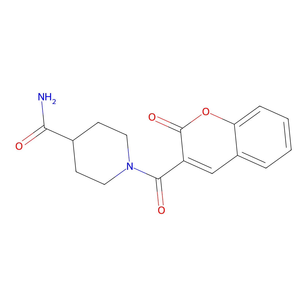 1-(2-oxo-2H-chromene-3-carbonyl)piperidine-4-carboxamide molecular structure, CAS 663929-94-0