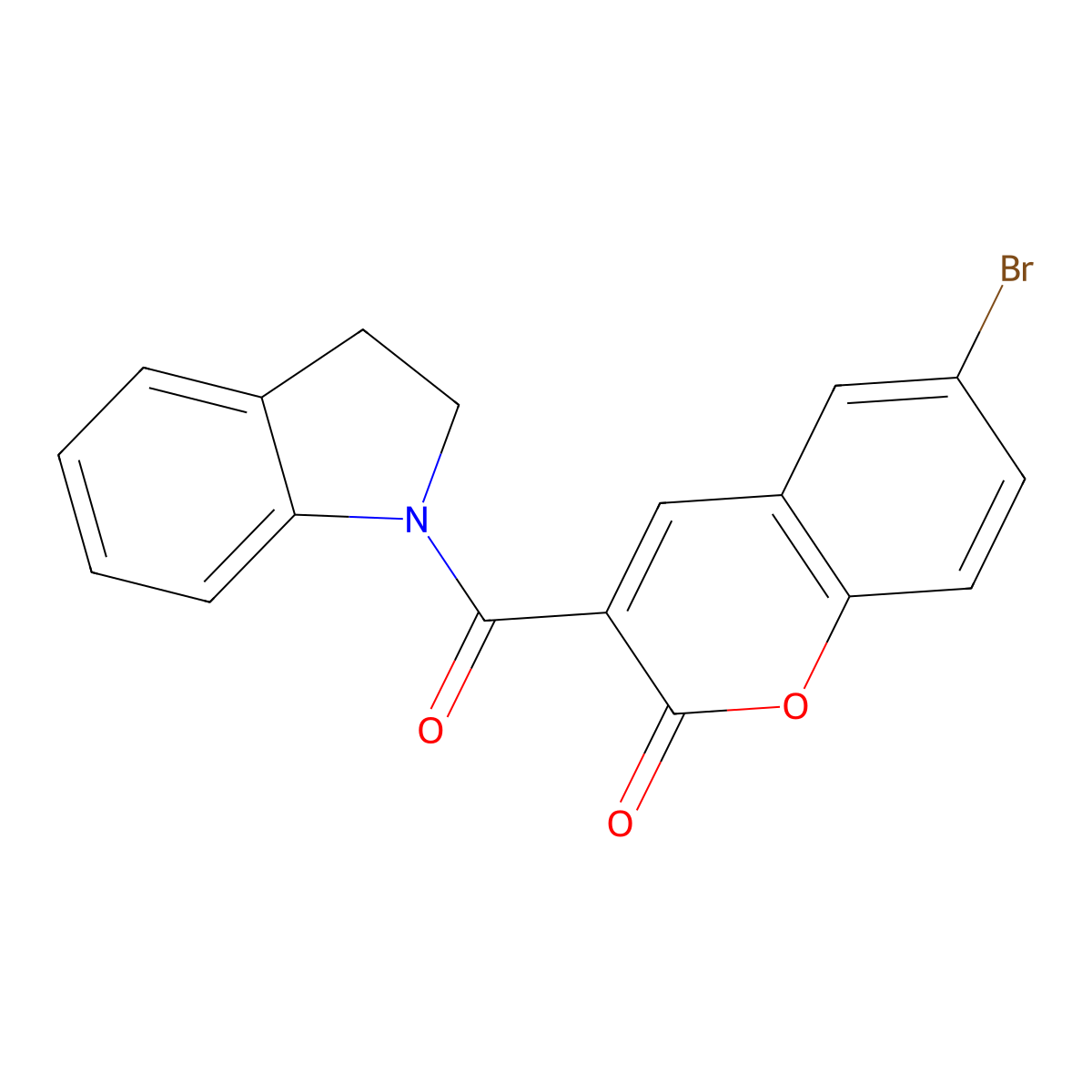 6-bromo-3-(2,3-dihydro-1H-indol-1-ylcarbonyl)-2H-chromen-2-one molecular structure, CAS 663929-96-2