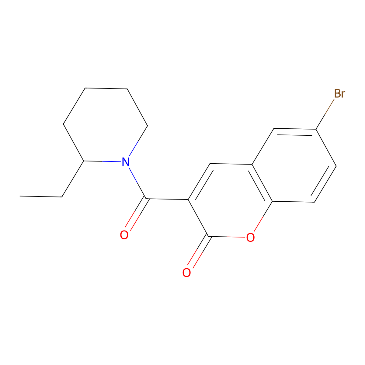 6-bromo-3-(2-ethylpiperidine-1-carbonyl)-2H-chromen-2-one molecular structure, CAS 663929-98-4