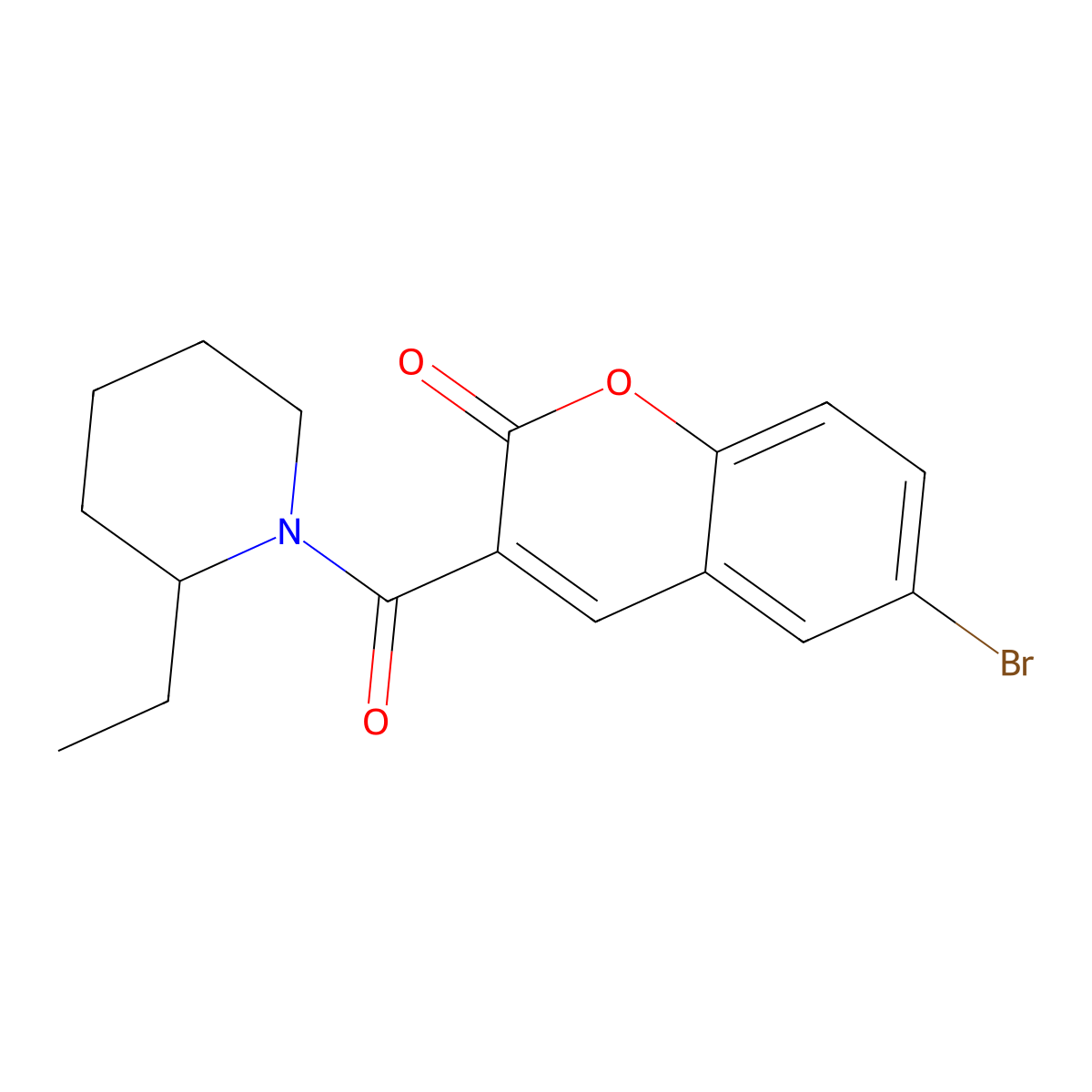 6-bromo-3-(2-ethylpiperidine-1-carbonyl)-2H-chromen-2-one molecular structure, CAS 663929-98-4
