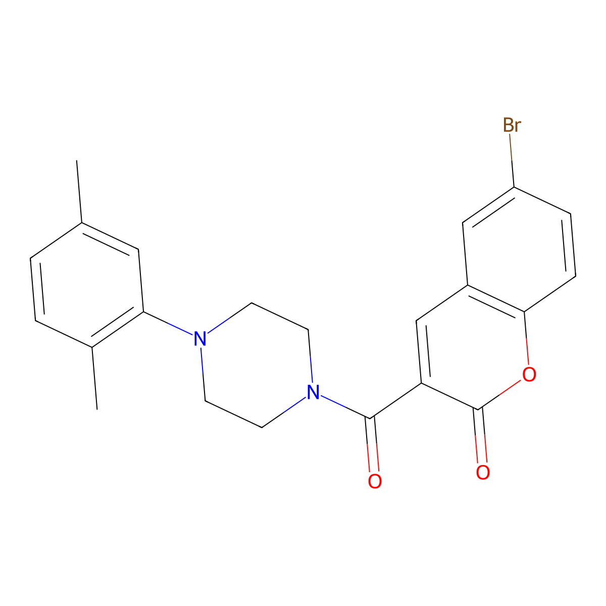 6-Bromo-3-[4-(2,5-dimethylphenyl)piperazine-1-carbonyl]chromen-2-one molecular structure, CAS 663930-07-2