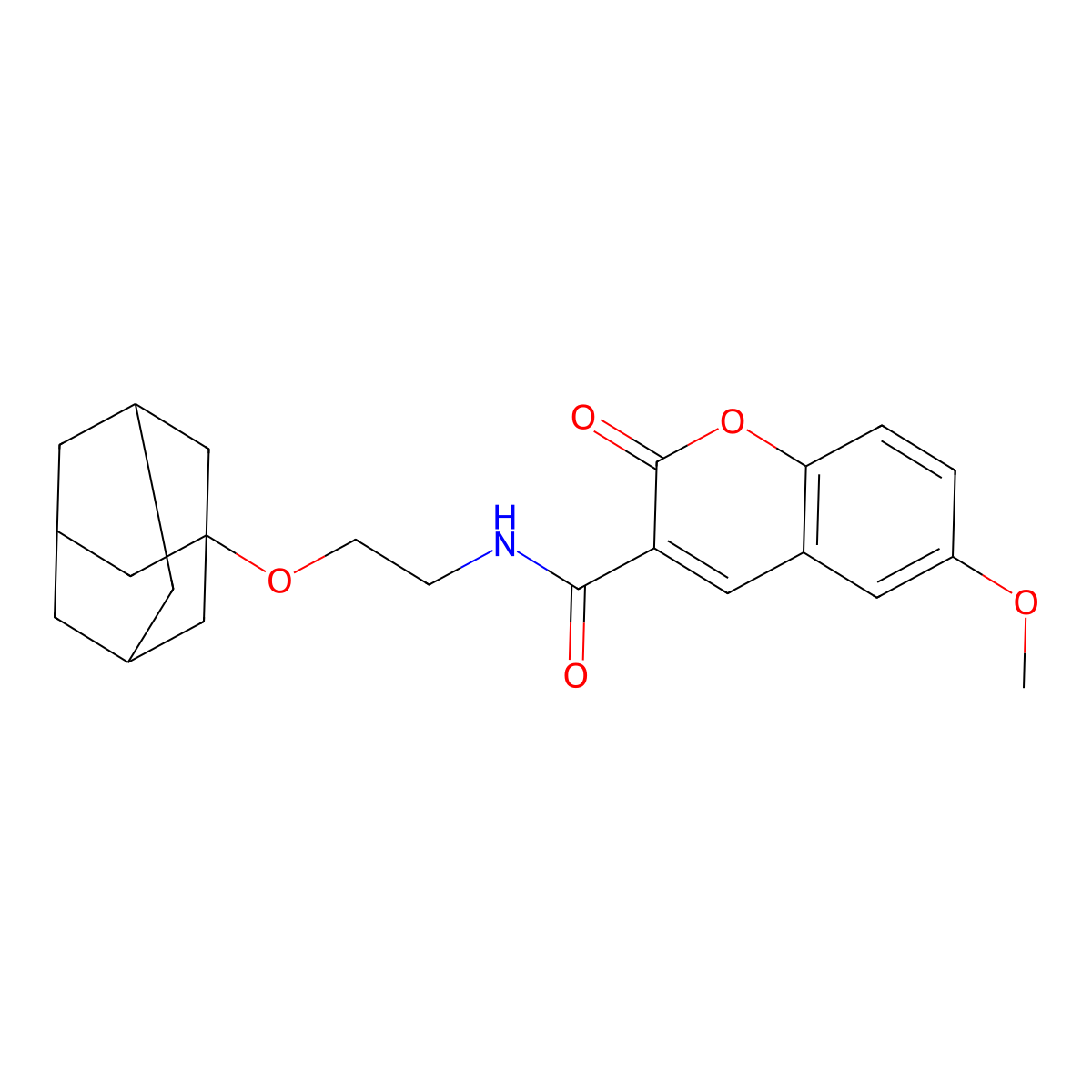 N-[2-(adamantan-1-yloxy)ethyl]-6-methoxy-2-oxo-2H-chromene-3-carboxamide molecular structure, CAS 663930-20-9