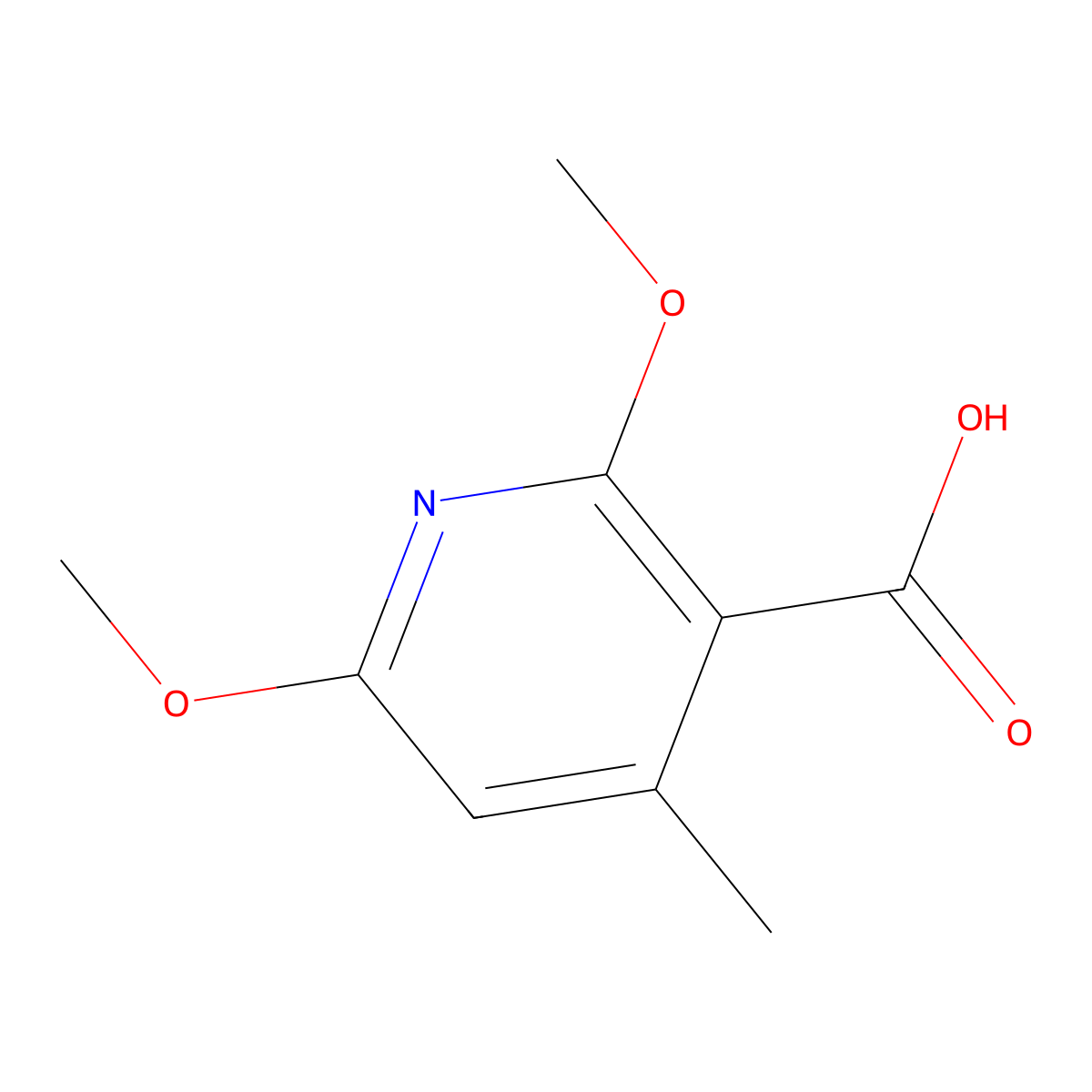 2,6-Dimethoxy-4-methylpyridine-3-carboxylic acid molecular structure, CAS 663931-08-6