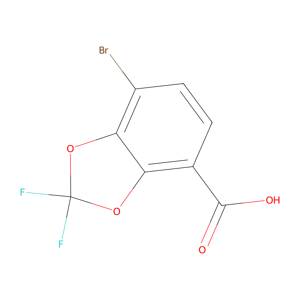 7-Bromo-2,2-difluorobenzo[d][1,3]dioxole-4-carboxylic acid molecular structure, CAS 663933-99-1