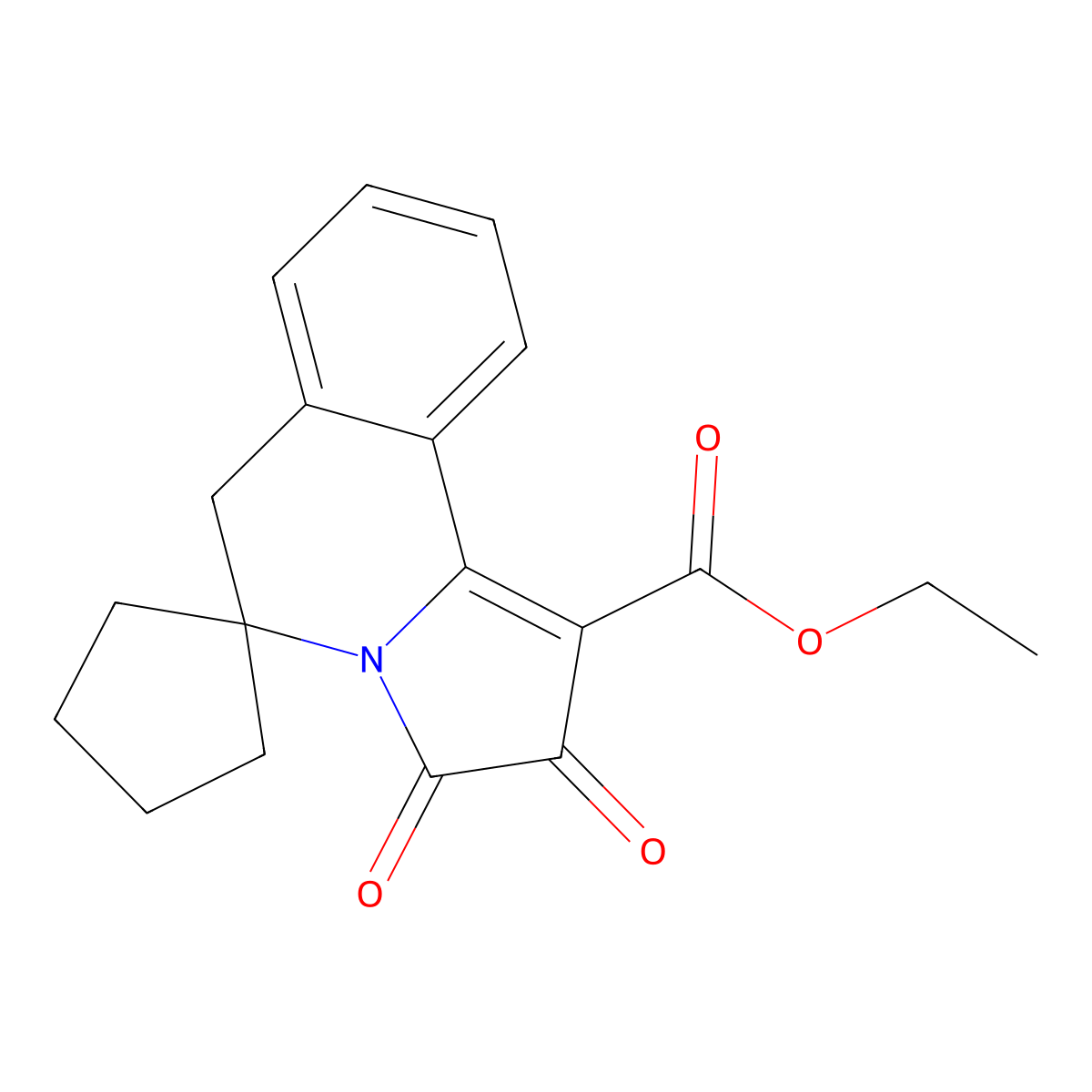 ethyl 2',3'-dioxo-2',6'-dihydro-3'H-spiro[cyclopentane-1,5'-pyrrolo[2,1-a]isoquinoline]-1'-carboxylate molecular structure, CAS 663935-48-6