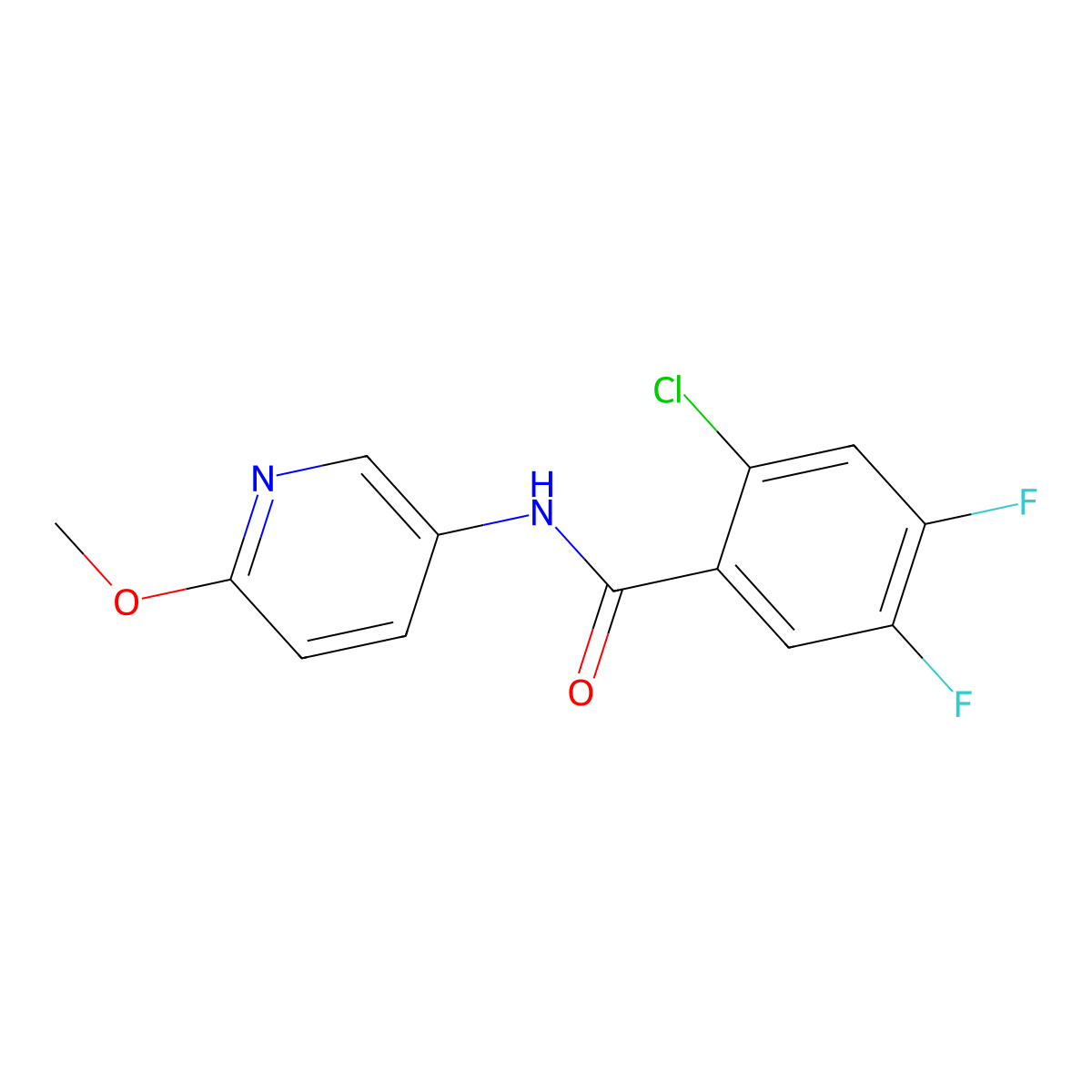 2-chloro-4,5-difluoro-N-(6-methoxypyridin-3-yl)benzamide molecular structure, CAS 663935-65-7