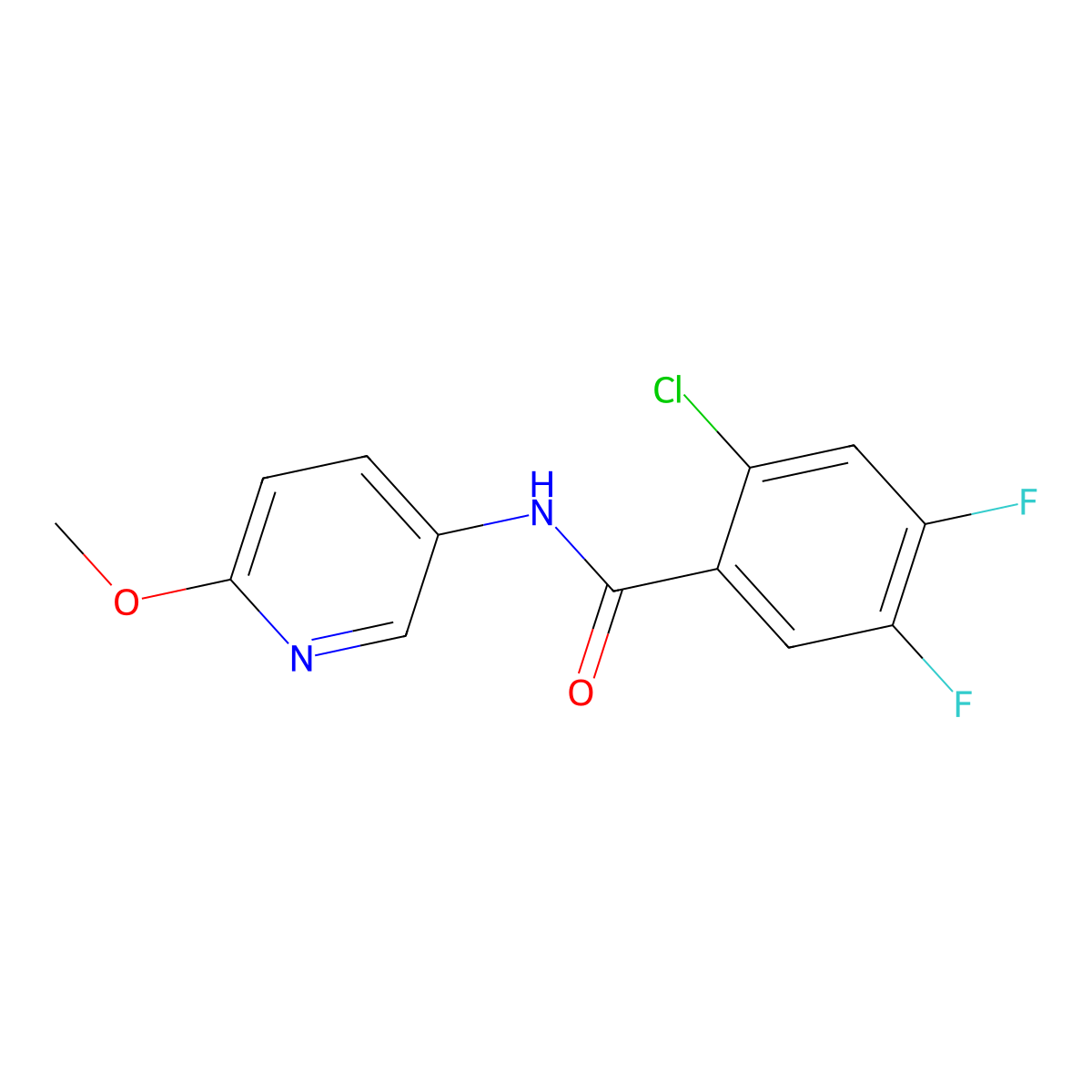 2-chloro-4,5-difluoro-N-(6-methoxypyridin-3-yl)benzamide molecular structure, CAS 663935-65-7