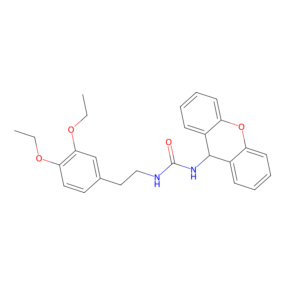 1-[2-(3,4-diethoxyphenyl)ethyl]-3-(9H-xanthen-9-yl)urea molecular structure, CAS 663935-68-0