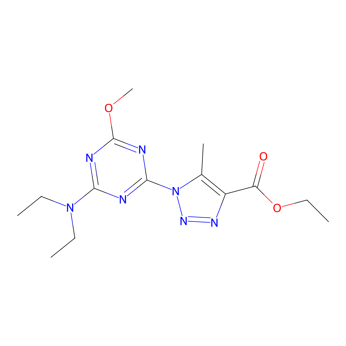 ethyl 1-[4-(diethylamino)-6-methoxy-1,3,5-triazin-2-yl]-5-methyl-1H-1,2,3-triazole-4-carboxylate molecular structure, CAS 663936-89-8