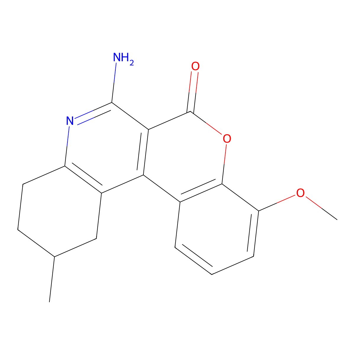 7-Amino-4-methoxy-11-methyl-9,10,11,12-tetrahydrochromeno[3,4-c]quinolin-6-one molecular structure, CAS 663937-75-5
