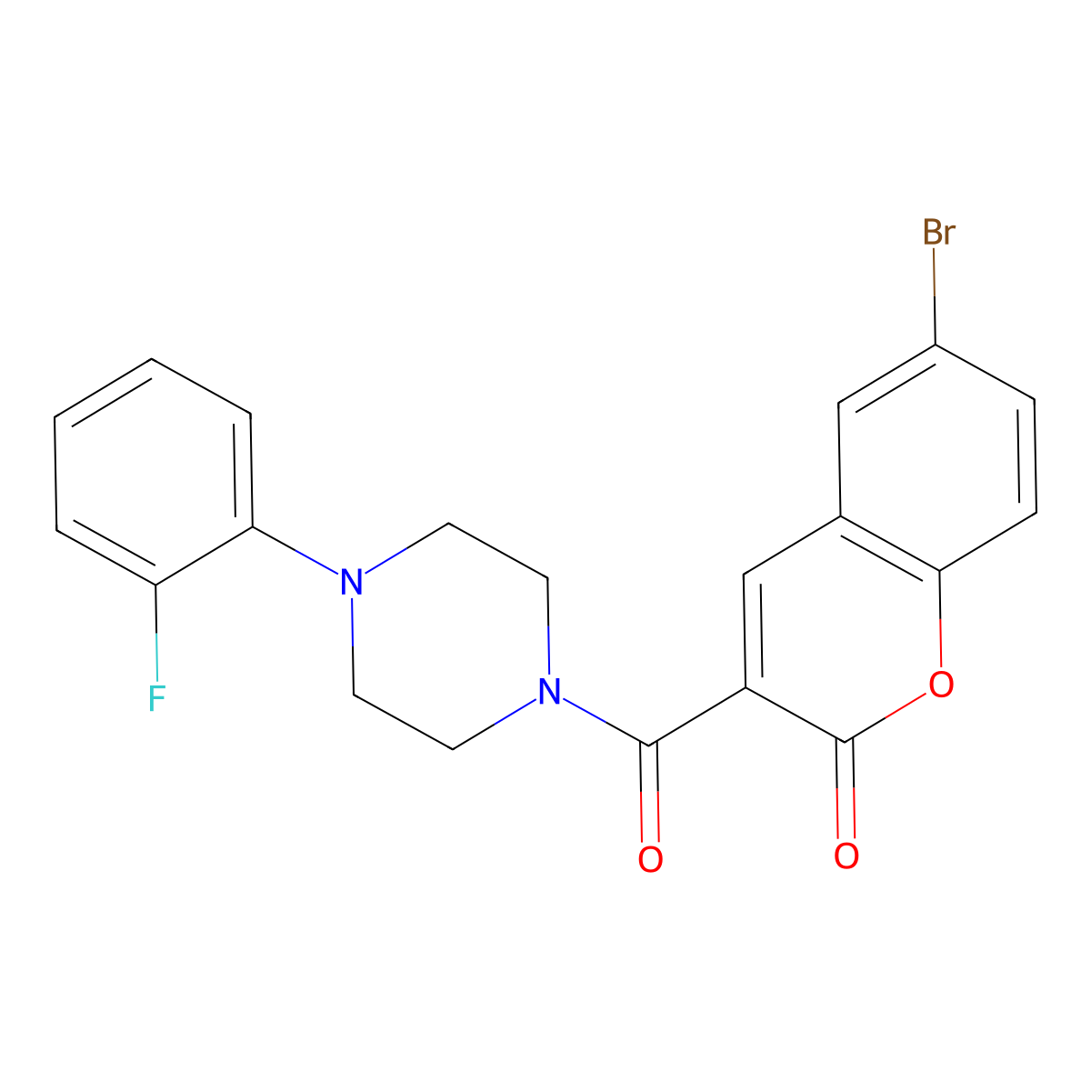 6-bromo-3-[4-(2-fluorophenyl)piperazine-1-carbonyl]-2H-chromen-2-one molecular structure, CAS 663938-52-1