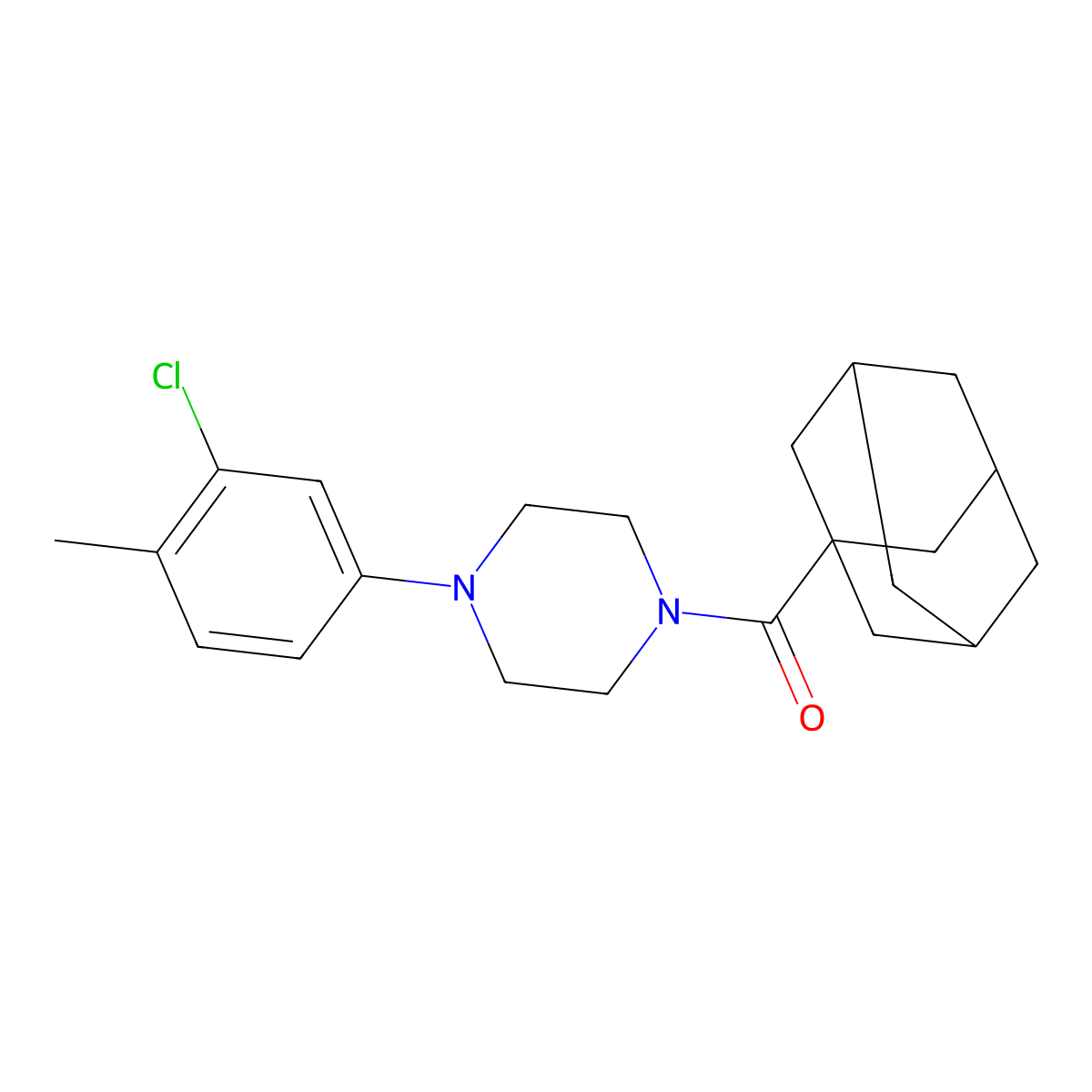 Adamantanyl 4-(3-chloro-4-methylphenyl)piperazinyl ketone molecular structure, CAS 663938-67-8
