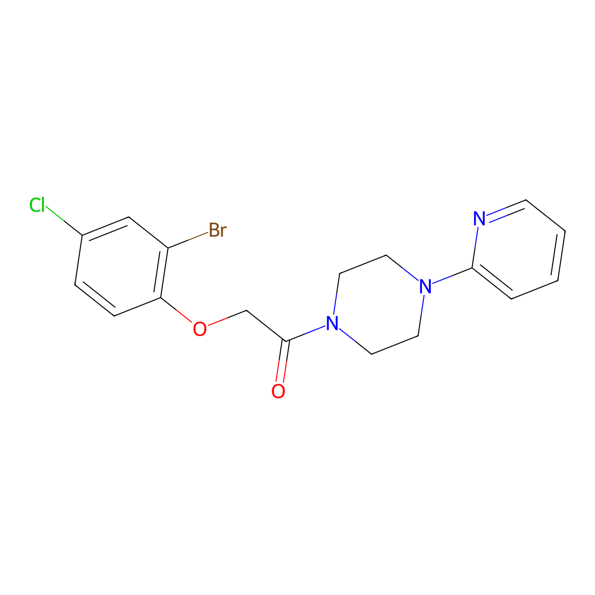 2-(2-Bromo-4-chlorophenoxy)-1-(4-pyridin-2-ylpiperazin-1-yl)ethanone molecular structure, CAS 663944-57-8