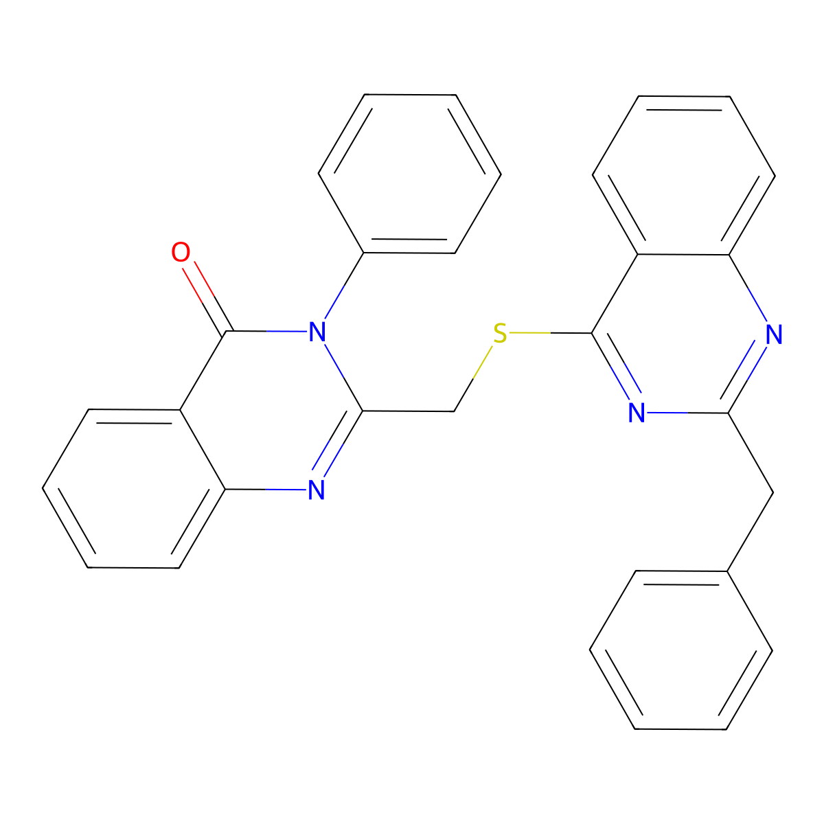 2-[(2-Benzylquinazolin-4-yl)sulfanylmethyl]-3-phenylquinazolin-4-one molecular structure, CAS 663945-37-7
