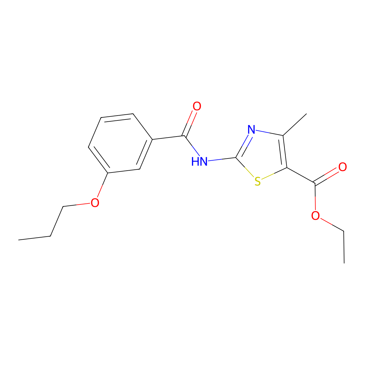 Ethyl 4-methyl-2-[(3-propoxybenzoyl)amino]-1,3-thiazole-5-carboxylate molecular structure, CAS 663947-15-7