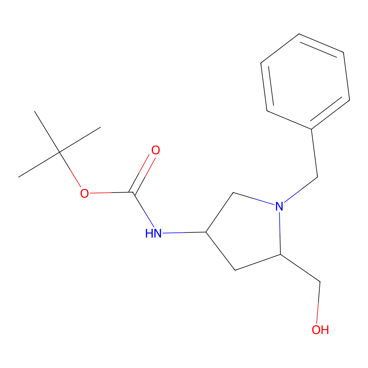 tert-butyl N-[(3S,5S)-1-benzyl-5-(hydroxymethyl)pyrrolidin-3-yl]carbamate molecular structure, CAS 663948-84-3
