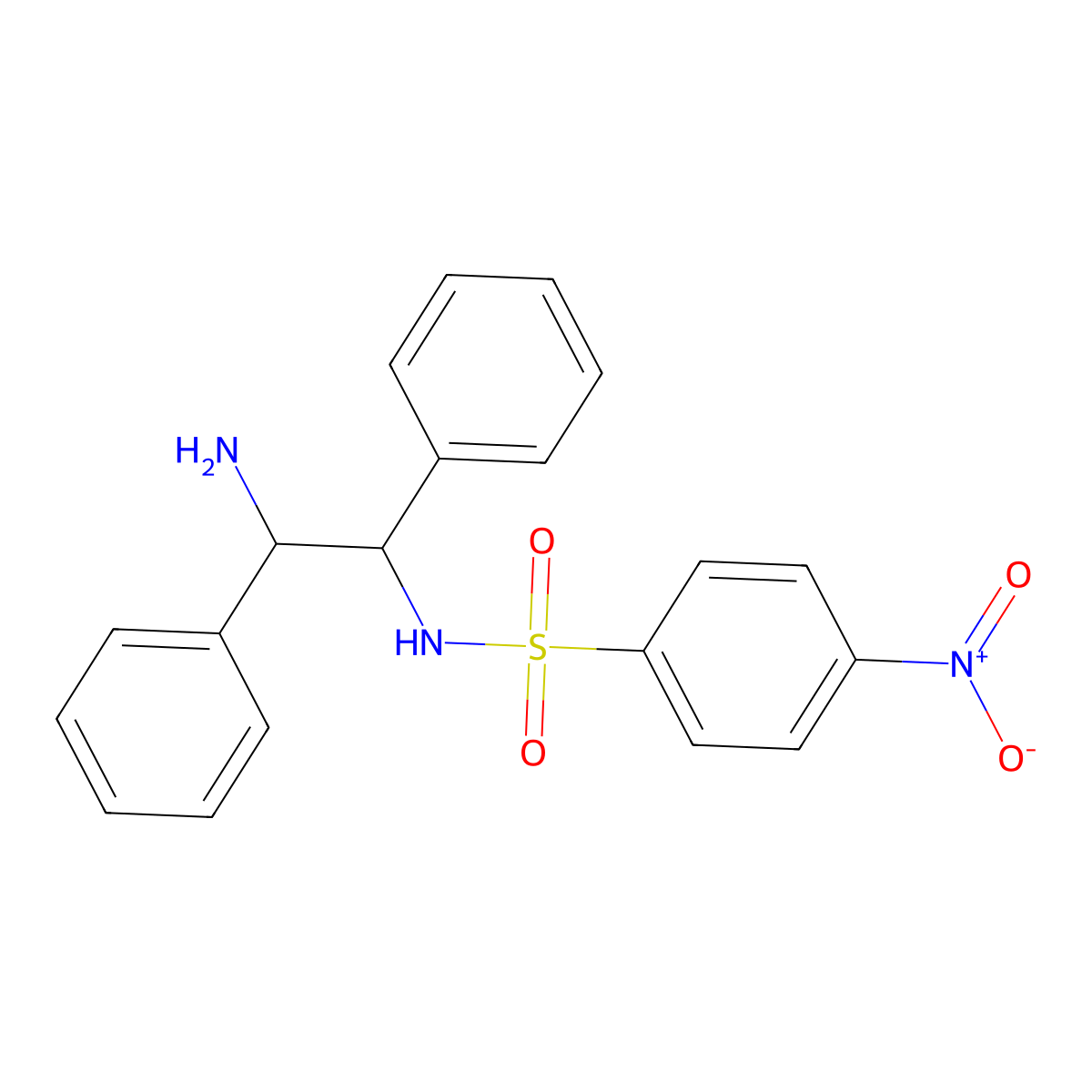 N-((1S,2S)-2-amino-1,2-diphenylethyl)-4-nitrobenzene-1-sulfonamide molecular structure, CAS 663955-93-9