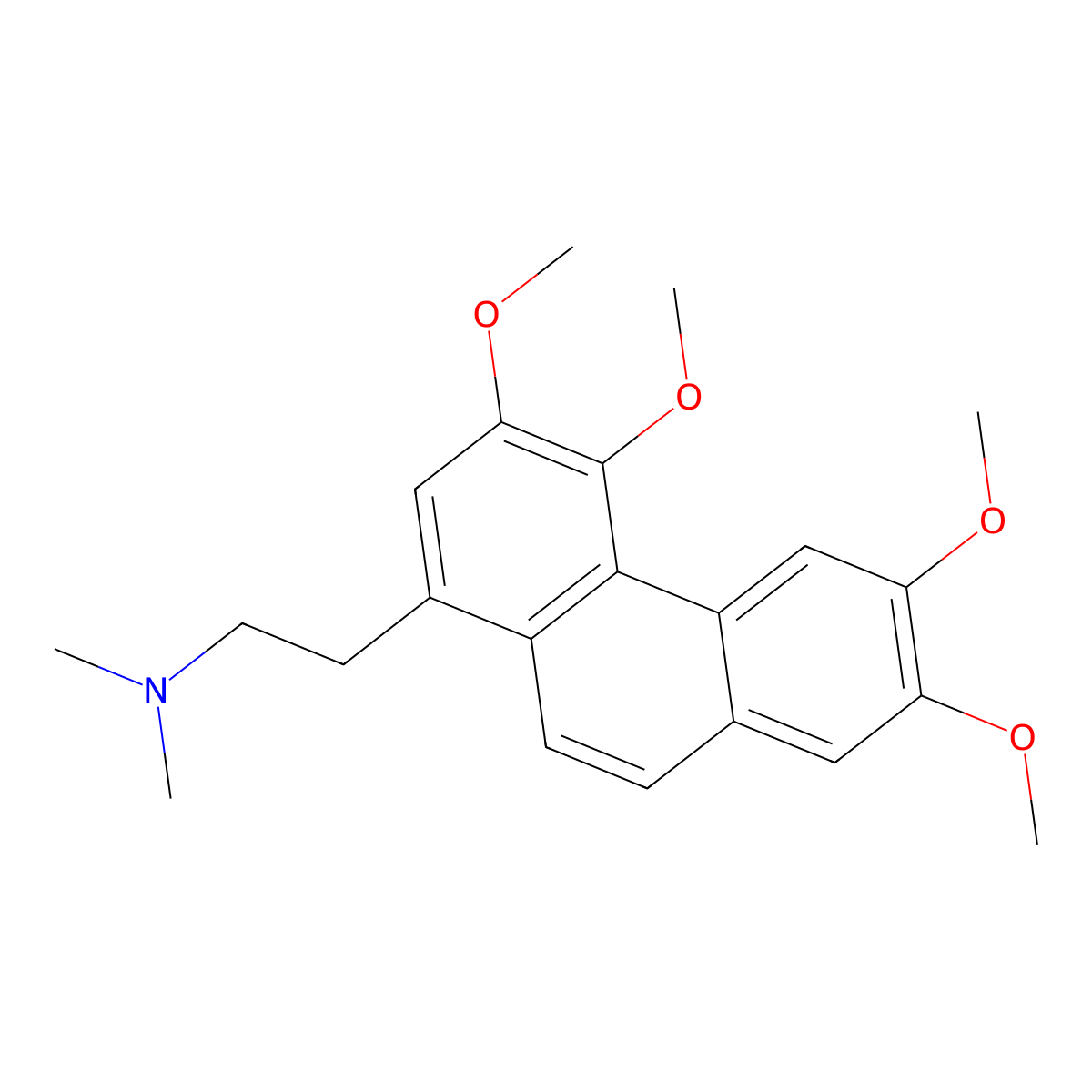 N,N-dimethyl-2-(3,4,6,7-tetramethoxyphenanthren-1-yl)ethanamine molecular structure, CAS 66396-10-9