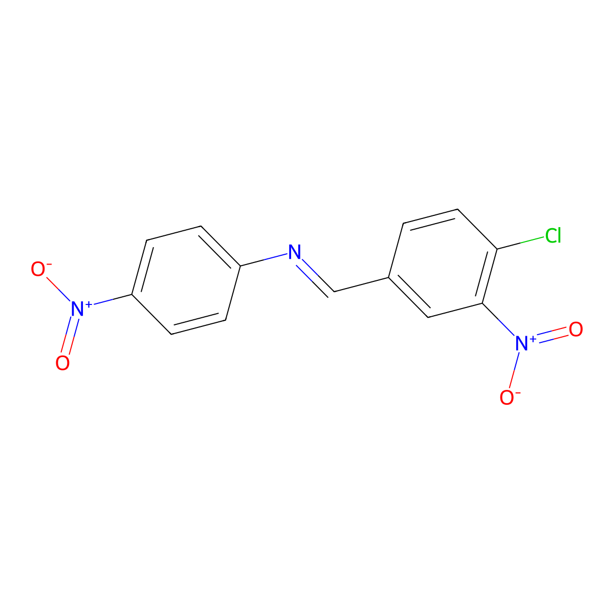 Benzenamine, N-[(4-chloro-3-nitrophenyl)methylene]-4-nitro- molecular structure, CAS 66399-00-6