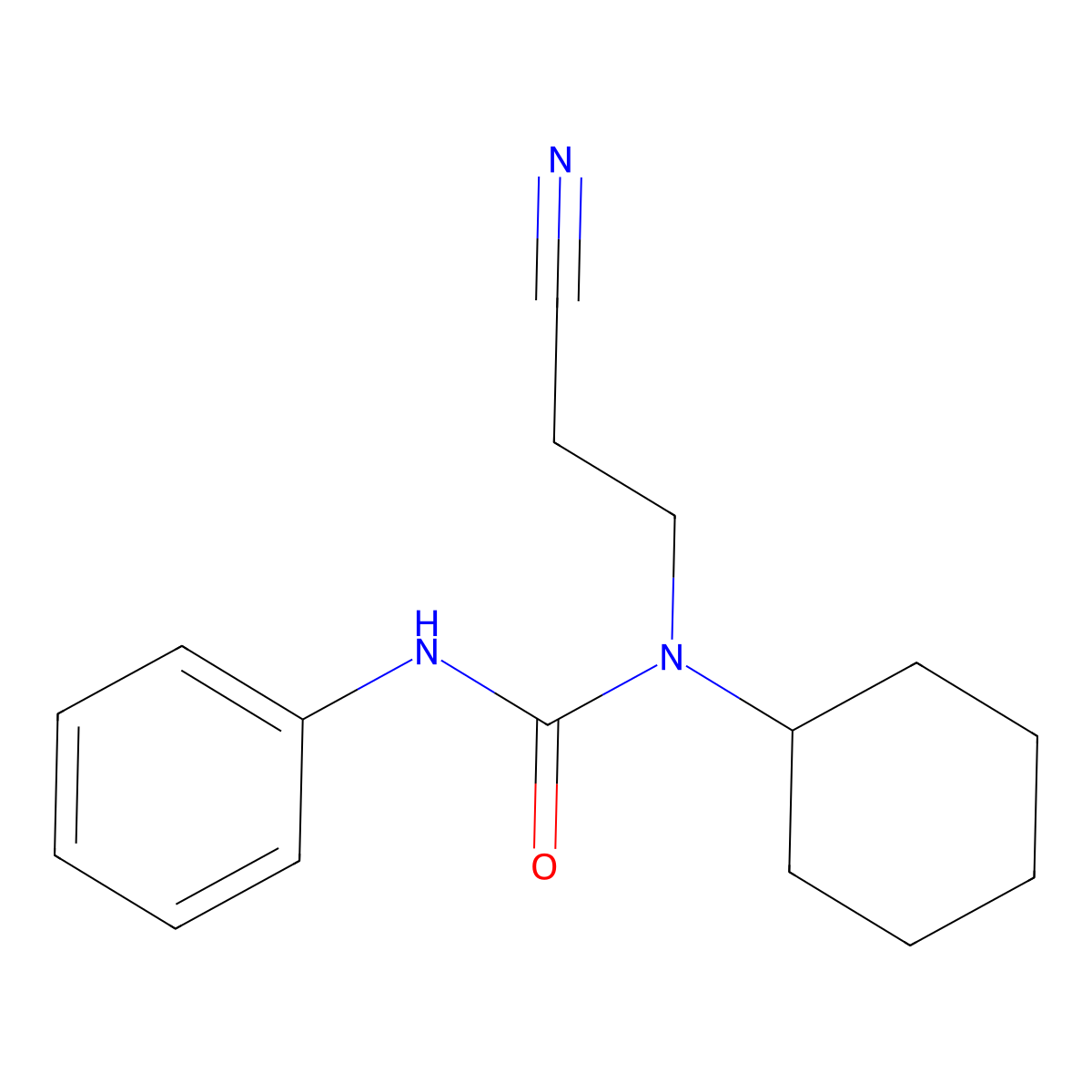 1-(2-Cyanoethyl)-1-cyclohexyl-3-phenylurea molecular structure, CAS 6640-06-8