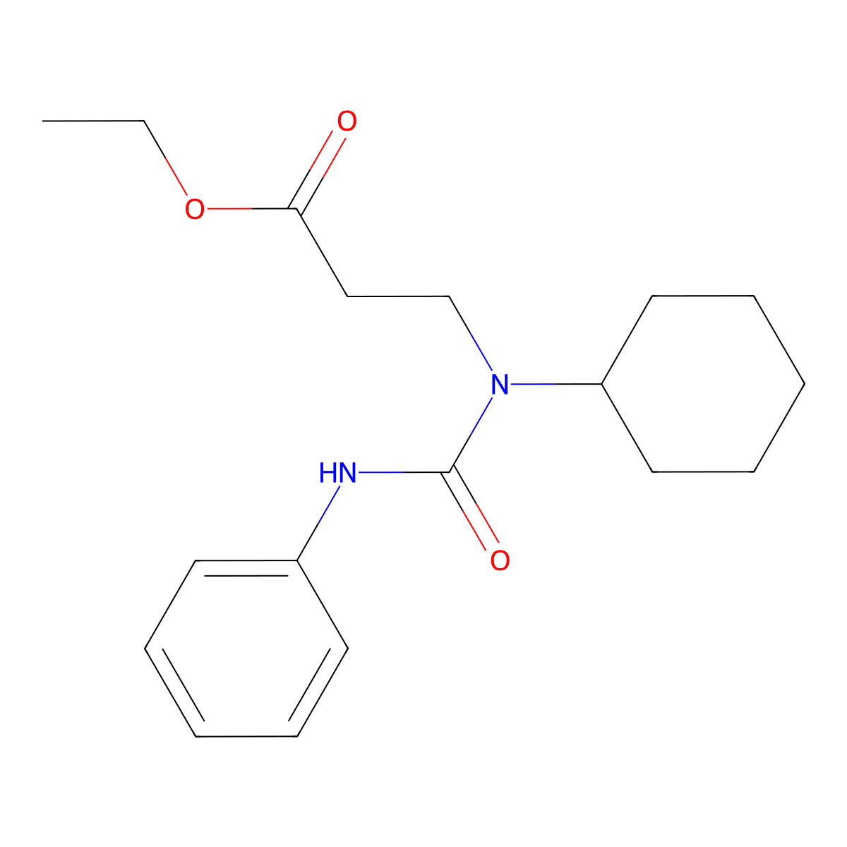 Ethyl 3-[cyclohexyl(phenylcarbamoyl)amino]propanoate molecular structure, CAS 6640-07-9