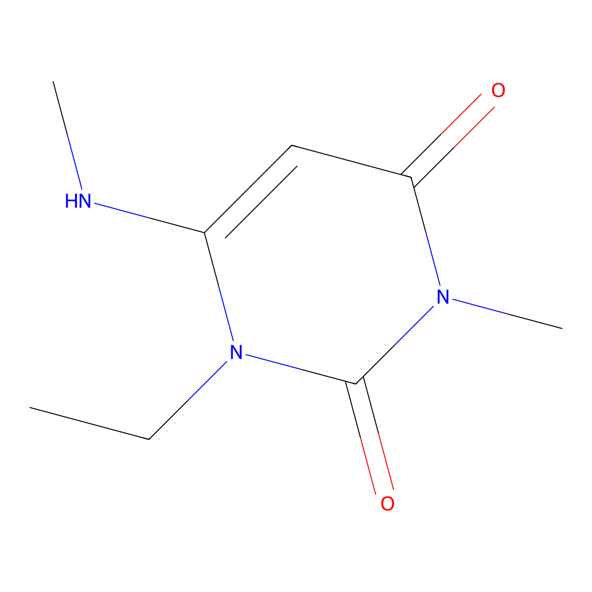 1-ethyl-3-methyl-6-(methylamino)-2,4(1H,3H)-pyrimidinedione molecular structure, CAS 66400-19-9