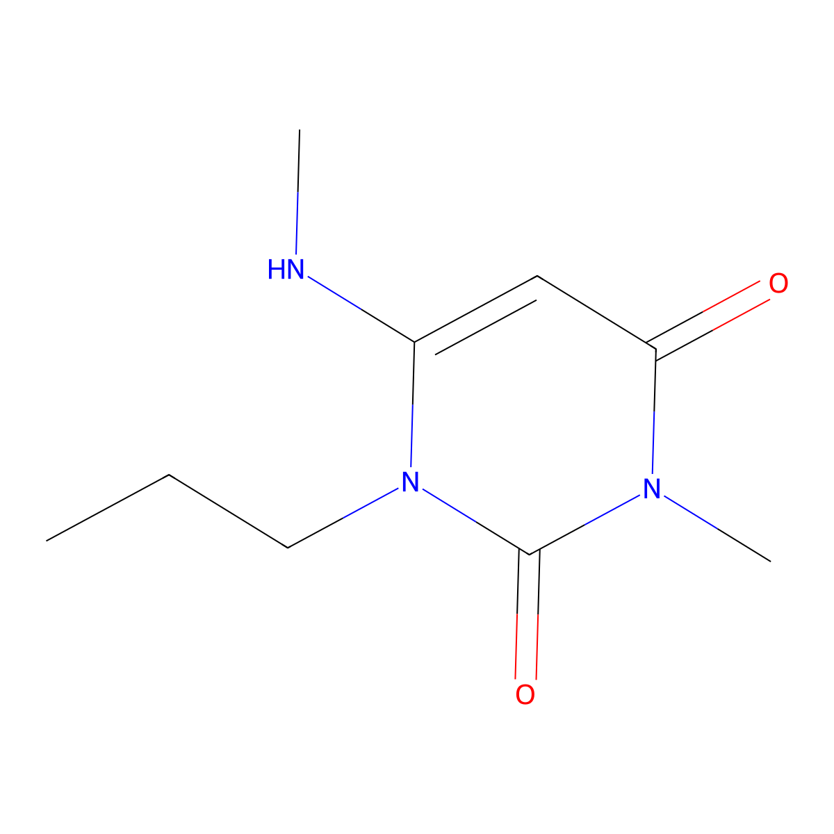 3-methyl-6-(methylamino)-1-propylpyrimidine-2,4(1H,3H)-dione molecular structure, CAS 66400-20-2