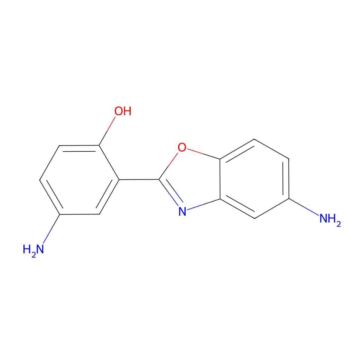 Phenol, 4-amino-2-(5-amino-2-benzoxazolyl)- molecular structure, CAS 66401-83-0
