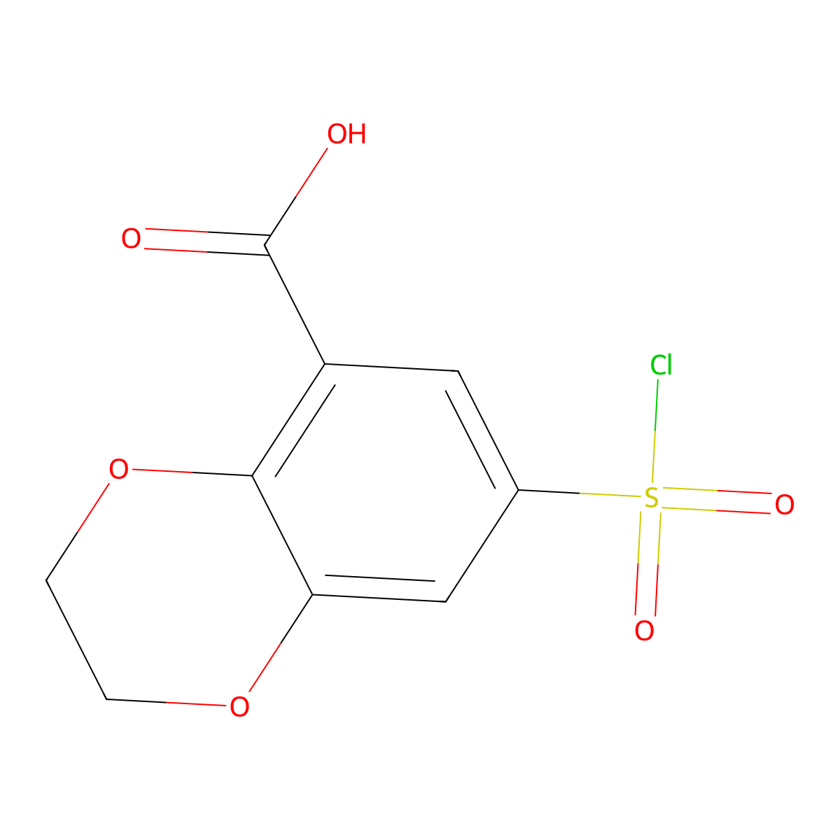 7-(Chlorosulphonyl)-2,3-dihydro-1,4-benzodioxin-5-carboxylic acid molecular structure, CAS 66410-36-4