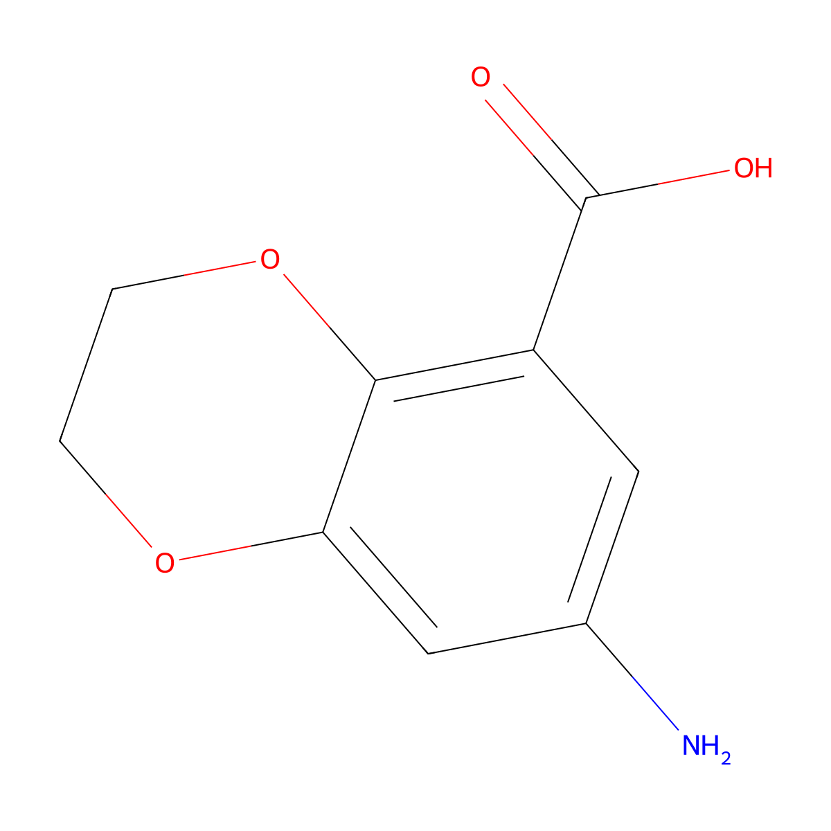 7-Amino-2,3-dihydro-1,4-benzodioxine-5-carboxylic acid molecular structure, CAS 66410-92-2