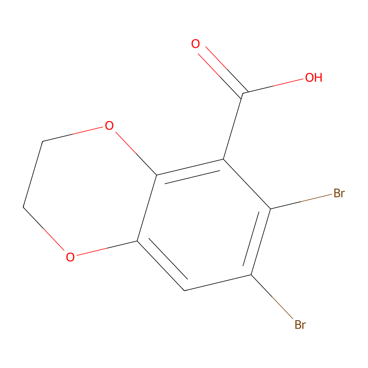6,7-Dibromo-2,3-dihydro-1,4-benzodioxine-5-carboxylic acid molecular structure, CAS 66411-17-4