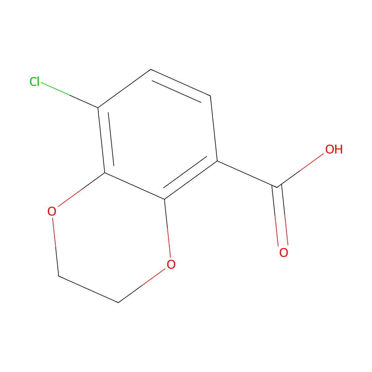 8-Chloro-2,3-dihydro-1,4-benzodioxin-5-carboxylic acid molecular structure, CAS 66411-24-3