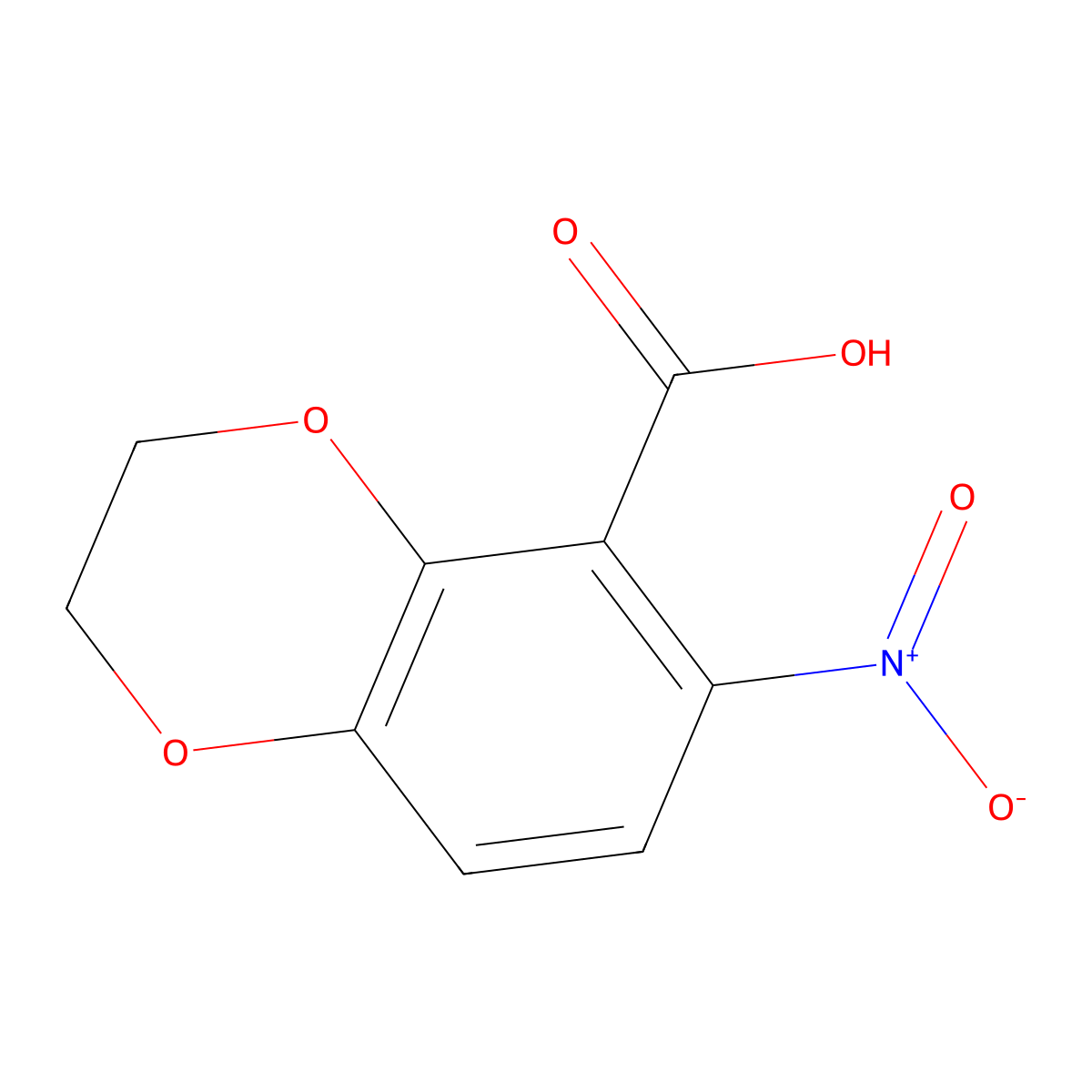 6-Nitro-2,3-dihydro-1,4-benzodioxine-5-carboxylic acid molecular structure, CAS 66411-31-2