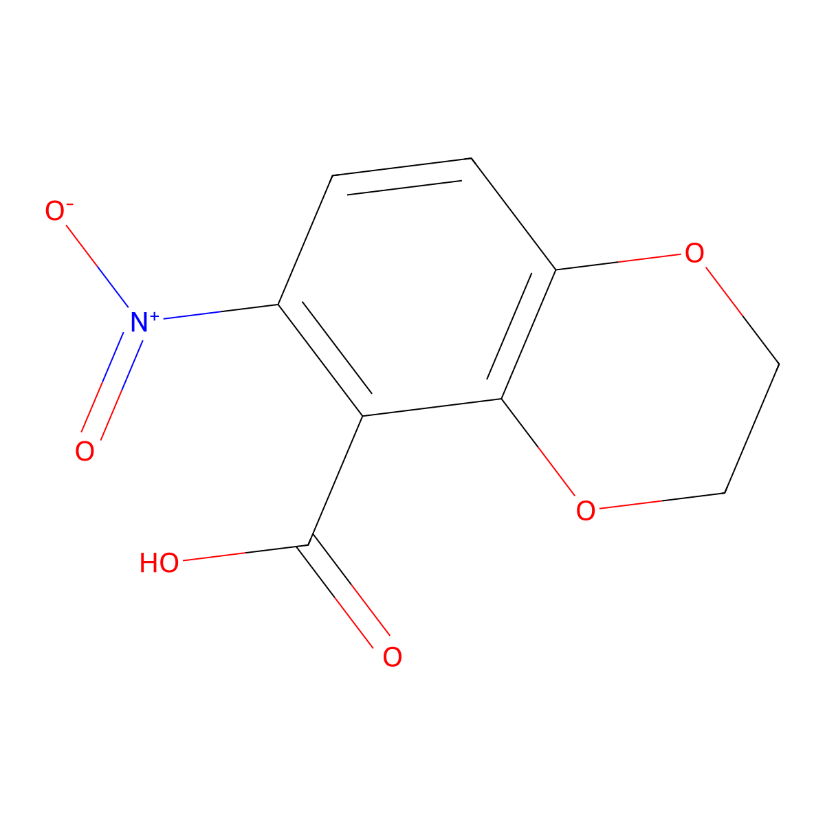 6-Nitro-2,3-dihydro-1,4-benzodioxine-5-carboxylic acid molecular structure, CAS 66411-31-2