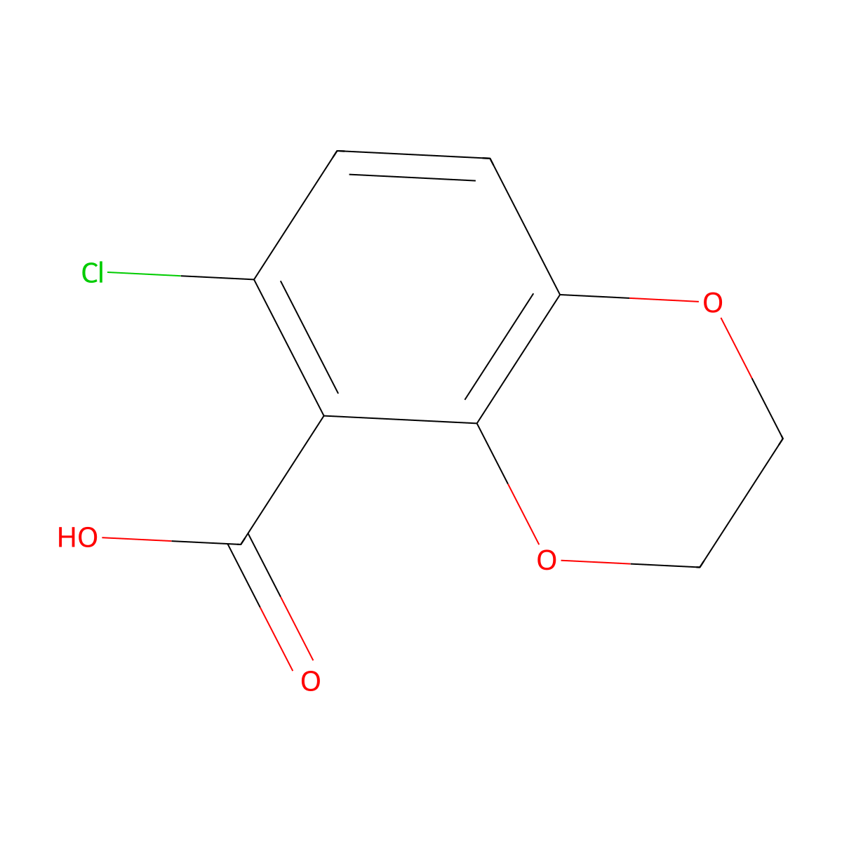 6-Chloro-2,3-dihydrobenzo[b][1,4]dioxine-5-carboxylic acid molecular structure, CAS 66411-33-4