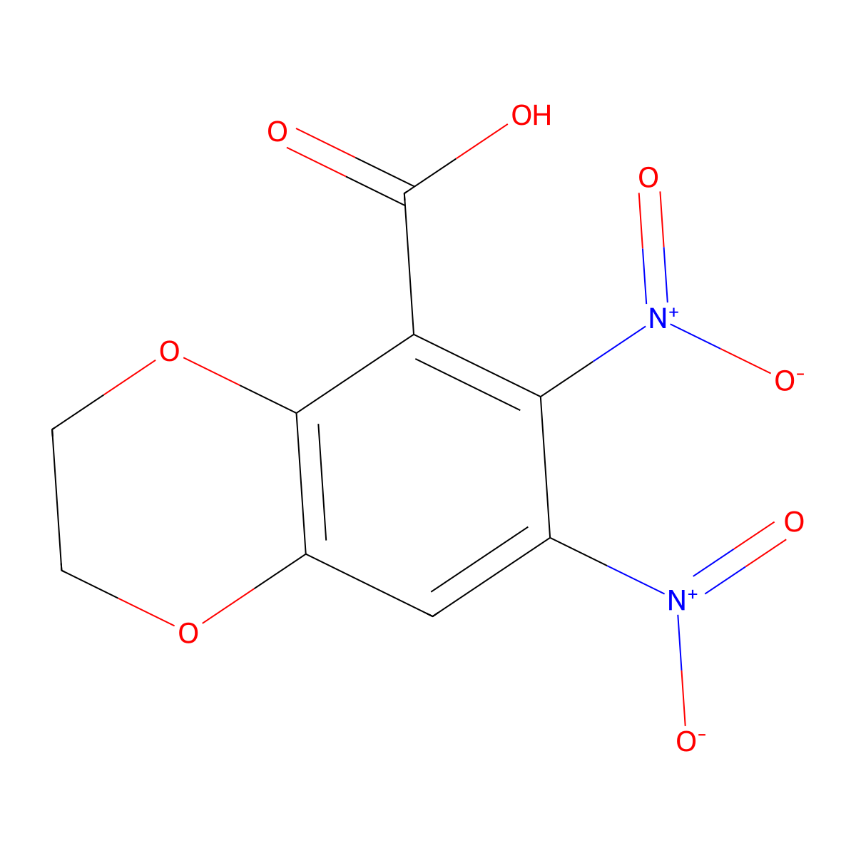 6,7-Dinitro-2,3-dihydro-1,4-benzodioxine-5-carboxylic acid molecular structure, CAS 66411-42-5