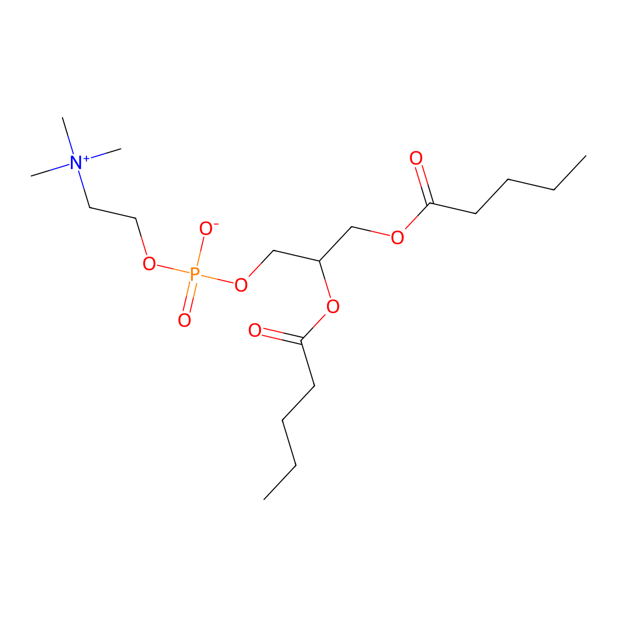 (R)-2,3-Bis(pentanoyloxy)propyl (2-(trimethylammonio)ethyl) phosphate molecular structure, CAS 66414-34-4