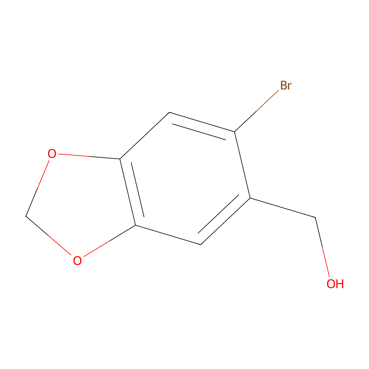 (6-Bromo-1,3-dioxaindan-5-yl)methanol molecular structure, CAS 6642-34-8