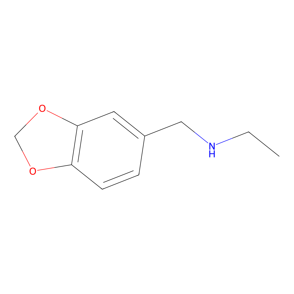 (1,3-Dioxaindan-5-ylmethyl)(ethyl)amine molecular structure, CAS 6642-35-9